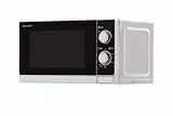 Sharp R200INW Solo-Mikrowelle/ 20 L/ 800 W/ 5 Leistungsstufen/Timer von 35 Minuten bis 00 Sekunden/gewichtgesteuertes Auftauen/Energiesparmodus/Glasdrehteller (25, 5 cm)/ silber