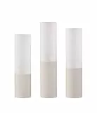 blomus Windlichter Set 3-TLG. - FARO - | Farbe Moonbeam | Stilvolle Teelichthalter aus Glas & Edelstahl | Elegantes Design in Beige | Für stimmungsvolle Beleuchtung | H 19, 21, 23 cm, Ø 5 cm