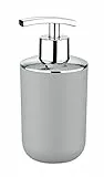 WENKO Seifenspender Brasil Grau - Flüssigseifen-Spender, Spülmittel-Spender Fassungsvermögen: 0.32 l, Kunststoff (TPE), 7.3 x 16.5 x 9 cm, Grau, 16.5 x 9 x 7.3 cm