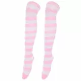 Amosfun Pink Und WeißE Gestreifte KniestrüMpfe FüR Damen Weiche Polyesterbeine Socken Ideal FüR Alltag Und Freizeit 60 Cm