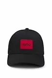 HUGO Herren Men-X 581-RL Cap aus Baumwoll-Twill mit rotem Logo-Label Schwarz Stck