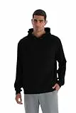 Dagi Men's Black Hooded Long Sleeve Sweatshirt, Black,S