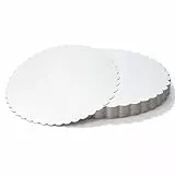 PARENCE – Set aus 6 runden Tortenböden Ø 28 cm – Starre weiße Kartondisplays – Einweg-Gebäck-Ständer – 6 Stück, Blanc