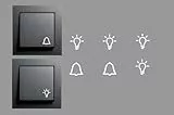 generic Schalter Aufkleber Set mit 4 Licht und 2 Glocken Aufklebern in weiß für Smart Home Schalter (RP29/2) (10 mm)