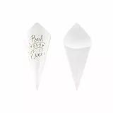 Konfetti Tüten für Hochzeit 16cm x 10 Stück - Spitztüten Papier mit Best Day Ever Aufschrift - Kegel für Hochzeitskonfetti Blumenkonfetti - Hochzeitszubehör & Hochzeitsdeko - Weiß Gold