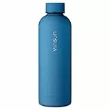 Vinsun Edelstahl Trinkflasche 1L - auslaufsicher, doppelwandig isoliert - Heiß & Kaltgetränke - Blaue Thermoflasche mit Schraubverschluss für Sport, Fitness, Schule