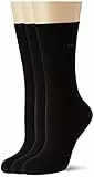 Calvin Klein Damen Classic sock Calvin Klein Roll Top Women's Crew Socks 3 Pack, Schwarz, Einheitsgröße