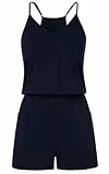 TUONROAD Overall Damen Kurz Schulterfrei Jumpsuit Ärmellos Sexy Jumpsuit Damen Overall Kurz Boho Romper Elegant Jumpsuit Hosenanzug Sommer Casual Party Hochzeit L
