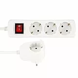 REV Steckdosenleiste PowerSplit - Mehrfachsteckdose 4-Fach (3+1), mit Schalter zum Stromsparen, 3500W, 2m, weiß