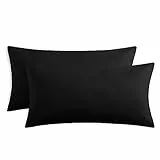 RUIKASI Kissenbezug 40 x 80 Schwarz 2er Set - Oeko Tex Kopfkissenbezug 40x80 Kissen Bezug 40x80cm mit Reißverschluss aus Mikrofaser, Polsterbezug Doppelpack Set Pillow Case Pillow Cover