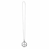 Boland 00632 - Halskette Peace, Silber mit Schmucksteinen, Modeschmuck, Flower-Power, Kette, Accessoire, Kostüm, Karneval, Mottoparty