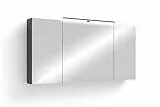 byLIVING Spiegelschrank Spree/Korpus matt mit Spiegeltüren/Hängeschrank mit Soft-Close-Funktion/Inklusive LED-Beleuchtung/Badschrank mit Stecker- und Schalterdose/B 120, H 60, T 20 cm (Anthrazit)