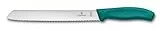 Victorinox Swiss Classic Profi Brotmesser, Extra Scharfe Klinge, Wellenschliff, 21 cm, Robuster Kunststoffgriff, Rostfreier Stahl, grün