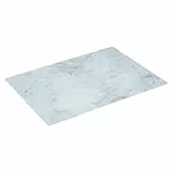 5five – Mehrzweck-Schneidebrett, weiße Marmoroptik, Glas, 40 x 30 cm – Herdschutz für die Küche