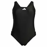 adidas Women's 3 Stripes C-Back Swimsuit (Plus Size), Black/White, 4XL Plus