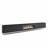 Skraut Home | TV-Schrank, Lowboard | für Wohnzimmer und Esszimmer | 368x45x35 | Elektrokamin XXL | Hängend | Moderner Stil | Schwarz