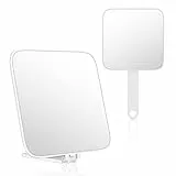 OSDUE Handspiegel, Schminkspiegel mit Griff, Klappbar Stellspiegel Tragbar Kosmetikspiegel, Quadrat Taschenspiegel für Handheld-, Tisch- und Reisenutzung