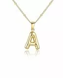 TOLOWOBK Kette Damen Mit Buchstaben Gold Bubble Anhänger Halskette Damen 15K Vergoldete Ballon A-Z Buchstabe Ketten Goldkette Schmuck Muttertag Jahrestag Geburtstag Geschenke für Frauen Mädchen