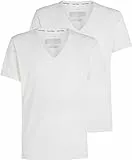 Calvin Klein Herren T-Shirts Kurzarm V Neck V-Ausschnitt, Weiß (White), M