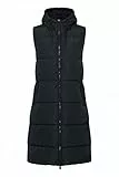 OXMO OXSolice Damen Weste Outdoor-Weste Lange Weste seitliche Reißverschlüsse mit hochabschließendem Kragen Kapuze mit Kordelzug, Größe:L, Farbe:Black (194007)