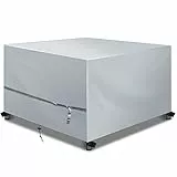 YoungBee Gartenmöbel Abdeckungen,Outdoor wasserdichte Gartenmöbel Schutzhülle,Anti-UV, Verbessertes Reißfestes Garngefärbtesl Oxford,Rechteckige Abdeckung für Gartentisch 125 * 125 * 74cm Silber