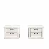 FORTE Kashmir Nachttisch mit 2 Schubladen, 2-er Set, Holzwerkstoff, Pinie Weiß, 45,1 x 67,2 x 48,9 cm