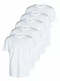 Only & Sons Tshirt Herren Regular Fit ONSJEFF LONGY 5er Set Pack lang geschnitten Rundhals Kurzarm Sommer Tee Shirt Basic, Größe:L, Farbe:Bright White (22039223)
