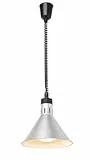 HENDI Wärmelampe, Konisch, Inkl. Bruchsicher Infrarotlampe, Höhenverstellbar, zum Warmhalten von Speisen, Speisenwärmer, E27 Fassung, 230V/250W, ø275x(H)250mm, Aluminium, Silber