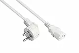 Good Connections Netzkabel - 0,5 m / 50 cm- Schutzkontakt-Stecker Typ E+F (CEE 7/7, gewinkelt) an C13 Kaltgerätebuchse (gerade) - KUPFERLEITER CU - 0,75 mm² - KALTGERÄTE-Kabel - WEISS