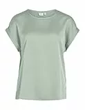 Vila Damen Satin Blusen T-Shirt Kurzarm Basic Rundhals Top Glänzend Tunika Blouse Oberteil VIELLETTE, Farben:Mint, Größe:36