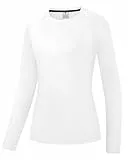 Damen Rash Guard UPF 50+ Sonnenschutz Langarm T-Shirts Leichte, schnell trocknende SPF UV Schwimm Shirts Weiß 02-S