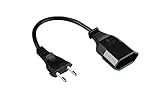 Kabelmeister Euro-Verlängerung Euro-Stecker Typ C (gerade) an Euro-Buchse (gerade) - KUPFERLEITER CU - 0,75 mm² SCHWARZ SK0300-S002 0,2 m