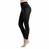 MANZI Ballett Strumpfhose Ohne Fuss Damen Ballett Leggings Semi-Blickdichte Tanz Strumpfhosen 40 Denier Schwarz 1 Paar L/XL