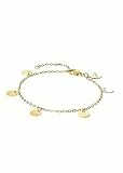 Purelei® Kalea Fußkettchen Damen – Edelstahl 18K vergoldet/rosévergoldet/silber – Mit 5 Symbolanhängern – Verstellbar 21–25 cm – wasserfest (Gold)