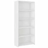 Framire B-80 Büro Bücherregal in Weiß, 5 Regale, Bücherregal für Wohnzimmer, Schlafzimmer, Studio, Büro 180 x 80 x 30 cm