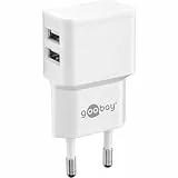 goobay 44952 USB Netzteil Adapter für Steckdose 2,4 A (12W) / USB Netzteil mit 2x seitlichem USB Eingang / Für Smartphone Ladekabel / Netzstecker / Stecker USB Ladekabel / Steckdosenadapter / Weiß