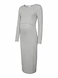 MAMA.LICIOUS Damen MLBRYNNA June LS JRS MIDI Dress 2F NOOS Kleid, Light Grey Melange, Small