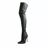 Harilla Oberschenkelhohe Stiefel Winterreißverschluss über Outdoor-Aktivitäten Overknee-Stiefel für die Hochzeit, Schwarz, 41