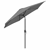Yaheetech Sonnenschirm 269 cm Rund Gartenschirm mit Kurbel UV Schutz Terrassenschirm Neigbar Kippbar Kurbelschirm UPF 50+ für Balkon/Terrasse/Markt/Garten, ohne Ständer, Grau