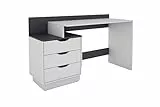 byLIVING Schreibtisch Belfast/Rechts oder Links montierbar / 3 Schubkästen/Weiß - Anthrazit/Bürotisch/Schreibtisch/B 138, H 83,5, T 51,5 cm