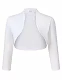 Clearlove Damen Bolero Elegant Strickjacke Kurz 3/4 Ärmel Schulterjacke,Weiß-upgrade,M