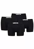 Levi’s Einfarbige Basic-Boxershorts, weiche Herrenunterwäsche aus Bio-Baumwolle mit elastischem Bund und doppelter Einlage, kein Hochrutschen, 4er-Pack
