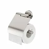 Tiger Boston Toilettenpapierhalter, Toilettenrollenhalter mit Deckel, zur Wandbefestigung, WC-Rollenhalter aus Edelstahl, Oberfläche: gebürstet