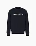 Armani Exchange Men's Long Sleeve Front Logo Lettering Round Collar, Sweatshirt, Blue, L