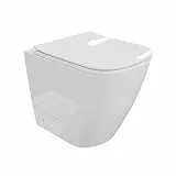 LAVITA Stand-Toilettenschüssel WC Tyber | Toilettendeckel mit Absenkautomatik & Metallscharniere | WC-Sitz SoftClose | Keramik Toilette Spülrandlos | Toilettenbecken Stehend | 35,5x51,5x43,5 cm |