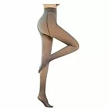 Sumvov Strumpfhosen Damen Winter Fleece Strumpfhose Damen Plüschstrümpfe Gefälschte Durchscheinend, Hohe Elastizität, Wärme, Körperformende Weihnachten, Valentinstag (Braun-80g)