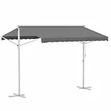 Outsunny Standmarkise Gartenmarkise Markise mit Faltarm Kurbel Terrasse Grau 3x3m