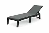 Keter Palma Sonnenliege für den Garten mit 4-Fach Verstellbarer Rücklehne, klappbare Gartenliege, grau, 187 x 58 x 29 cm, pflegeleicht, wetterfest und uv-beständig