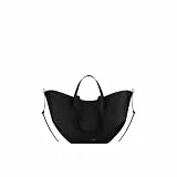 CORIOS Damen Handtasche Flügeltasche Cyme Rindsleder Schultertaschen Eimer Taschen Große Kapazität Tragetasche Elegant Tote Beutel Henkeltaschen 2pcs für Reise Arbeit Shopper Alltag Schwarz S