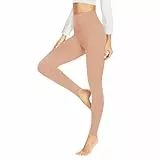 HLTPRO Thermo Leggings Damen Gefüttert Im Winter, High Waist Thermoleggings Warm Thermohose Blickdicht Strumpfhose Für Sport(Pink Aprikose,2XL)
